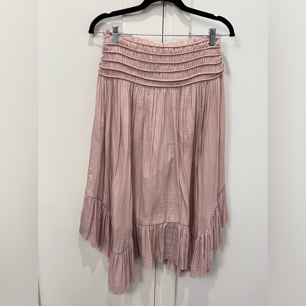 Wrong Side of Right, Zimmerman Inpired, Smocked Pleated Light Pink Midi Skirt